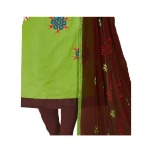 Alternative view of Generic Women's Glaze Cotton Unstitched Salwar-Suit Material With Dupatta (Green, 2 Mtr)