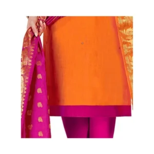 Alternative view of Generic Women's Slub Cotton Unstitched Salwar-Suit Material With Dupatta (Orange, 2 Mtr)