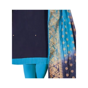 Alternative view of Generic Women's Slub Cotton Unstitched Salwar-Suit Material With Dupatta (Navy Blue, 2 Mtr)