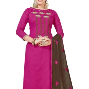Alternative view of Generic Women's Slub Cotton Unstitched Salwar-Suit Material With Dupatta (Pink, 2 Mtr)