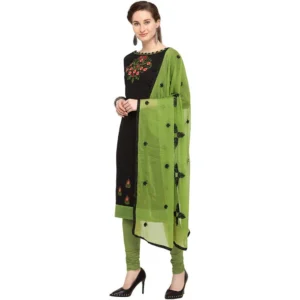 Alternative view of Generic Women's Slub Cotton Unstitched Salwar-Suit Material With Dupatta (Black, 2 Mtr)