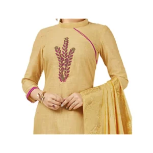 Alternative view of Generic Women's South Slub Cotton Unstitched Salwar-Suit Material With Dupatta (Beige, 2 Mtr)