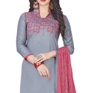 Alternative view of Generic Women's Glaze Cotton Unstitched Salwar-Suit Material With Dupatta (Grey, 2 Mtr)