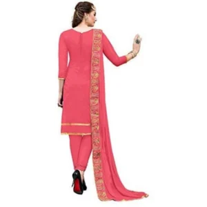 Alternative view of Generic Women's Chanderi Cotton Unstitched Salwar-Suit Material With Dupatta (Light Red, 2.20 Mtr)