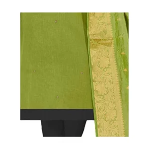 Alternative view of Generic Women's Slub Cotton Unstitched Salwar-Suit Material With Dupatta (Mahendi Green, 2 Mtr)