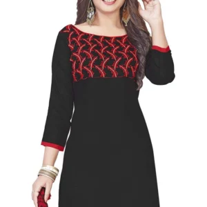 Alternative view of Generic Women's Glaze Cotton Unstitched Salwar-Suit Material With Dupatta (Black, 2 Mtr)