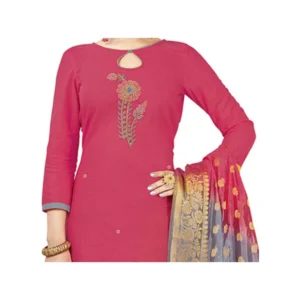 Alternative view of Generic Women's South Slub Cotton Unstitched Salwar-Suit Material With Dupatta (Pink, 2 Mtr)