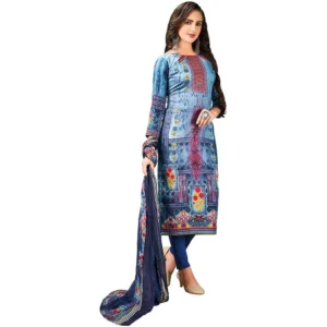 Alternative view of Generic Women's Cotton Unstitched Salwar-Suit Material With Dupatta (Blue, 2.5 Mtr)