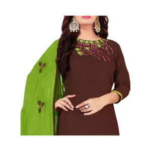 Alternative view of Generic Women's Glaze Cotton Unstitched Salwar-Suit Material With Dupatta (Brown, 2 Mtr)