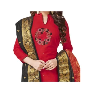 Alternative view of Generic Women's South Slub Cotton Unstitched Salwar-Suit Material With Dupatta (Red, 2 Mtr)