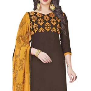 Alternative view of Generic Women's Glaze Cotton Unstitched Salwar-Suit Material With Dupatta (Brown, 2 Mtr)