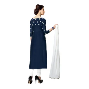 Alternative view of Generic Women's Cotton Unstitched Salwar Suit-Material With Dupatta (Navy Blue,2.2 Mtrs)