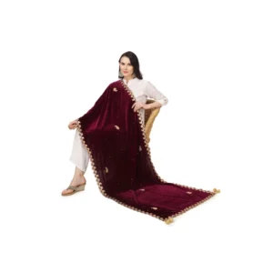 Alternative view of Generic Women's Velvet Gotta Patti Dupatta (Purple, Length: 2.25 to 2.50 Mtr)