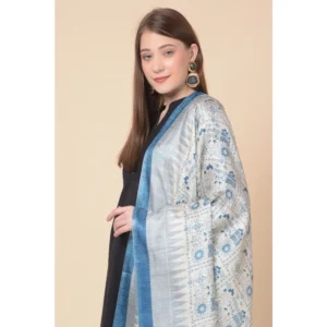 Alternative view of Generic Women's Art Silk Printed Dupatta (Turquoise, Length: 2.25 to 2.50 Mtr)