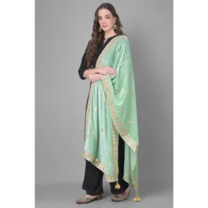 Alternative view of Generic Women's Velvet Gotta Patti Dupatta (Sea Green, Length: 2.25 to 2.50 Mtr)