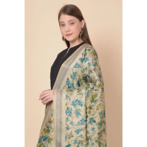 Alternative view of Generic Women's Art Silk Printed Dupatta (Gold, Length: 2.25 to 2.50 Mtr)