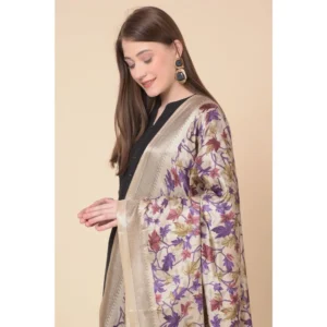 Alternative view of Generic Women's Art Silk Printed Dupatta (Gold, Length: 2.25 to 2.50 Mtr)
