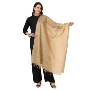 Generic Women's Chanderi Solid Dupatta (Gold, Length: 2.25 to 2.50 Mtr)