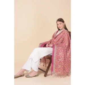 Alternative view of Generic Women's Art Silk Printed Dupatta (Pink, Length: 2.25 to 2.50 Mtr)