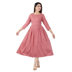 Alternative view of Generic Women's Casual 3/4 Sleeve Printed Viscose Maternity Feeding Kurti (Brown)