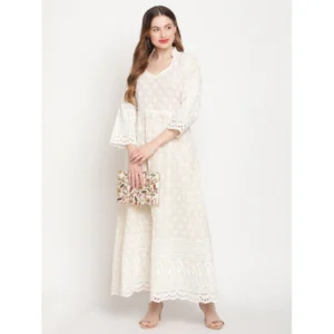 Alternative view of Generic Women's Casual 3/4th Sleeve Embroidered Cotton Kurti (White)
