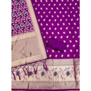 Alternative view of Generic Women's Banarasi Silk Printed Unstitched Salwar Suit Material With Dupatta (Purple, 3Mtrs)