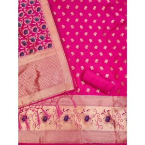 Alternative view of Generic Women's Banarasi Silk Printed Unstitched Salwar Suit Material With Dupatta (Rani, 3Mtrs)