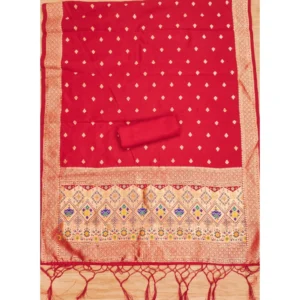 Alternative view of Generic Women's Banarasi Silk Printed Unstitched Salwar Suit Material With Dupatta (Red, 3Mtrs)