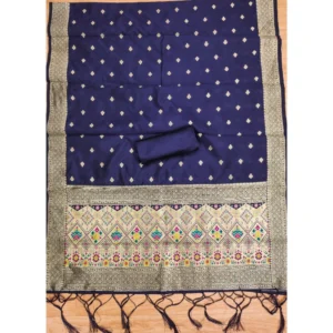 Alternative view of Generic Women's Banarasi Silk Printed Unstitched Salwar Suit Material With Dupatta (Navy Blue, 3Mtrs)