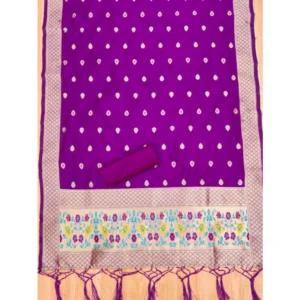 Alternative view of Generic Women's Banarasi Silk Printed Unstitched Salwar Suit Material With Dupatta (Purple, 3Mtrs)