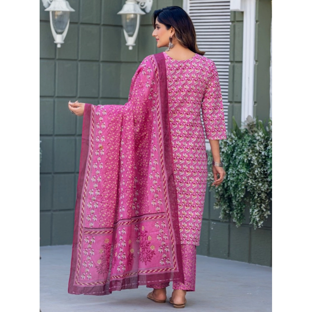 PID63066WomensCottonBlendPrintedKurtiWithPantDupattaSetPink31000x10001webp mydesiattirecom